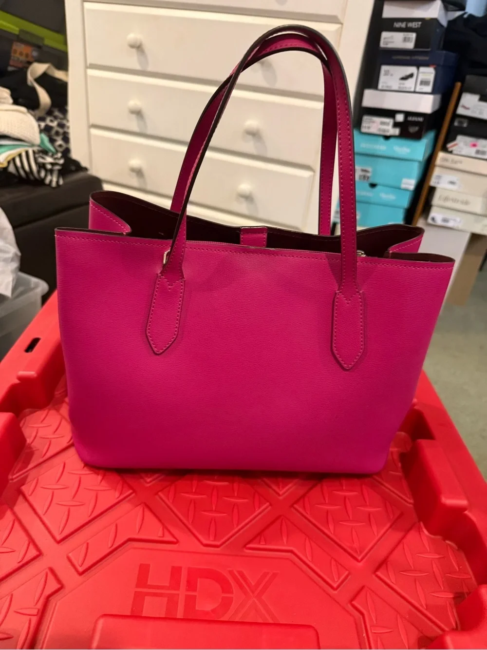 kate spade Pink Leather Tote with Top Handles & detachable crossbody strap - Picture 2 of 5